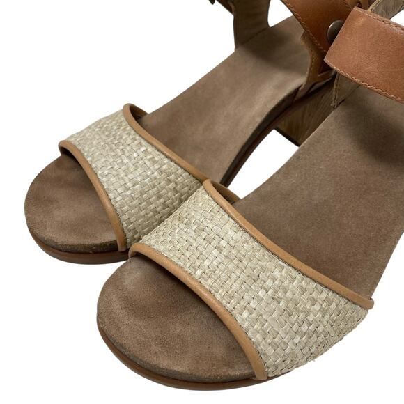Dansko Debby Sandals Leather Woven Raffia Brown Size 40 Boho Chic Mediterranean - Picture 5 of 15